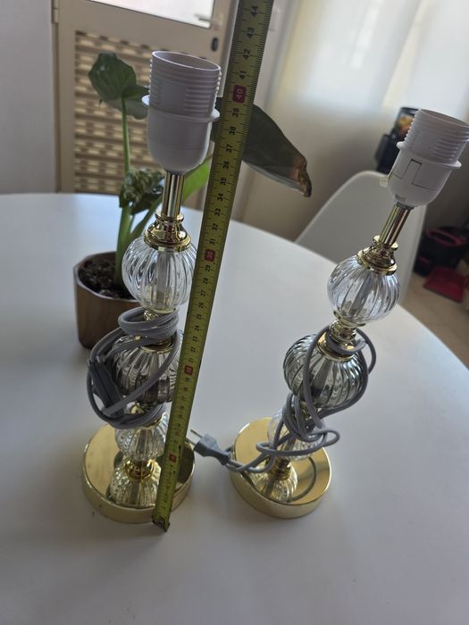 Candeeiro em vidro com Base Dourada (2uni)