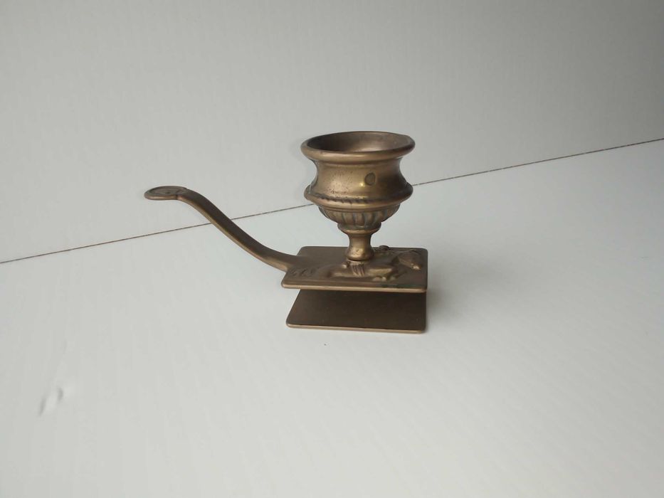 Brass candle holder and matchbox