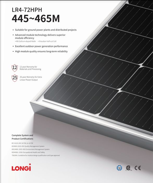 Сонячні панелі Longi 455w