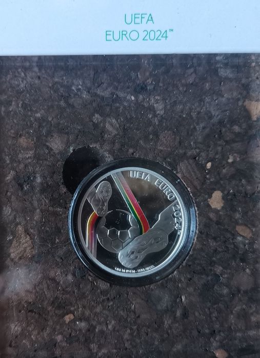 Conjunto 2 moedas Prata-Proof "O conhecimento" + "UEFA 2024"
