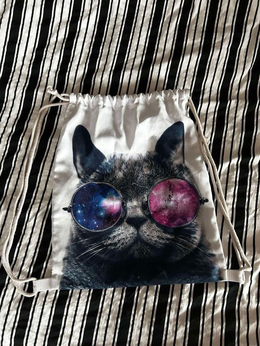 Torebka worek torba na sznurkach z kotem