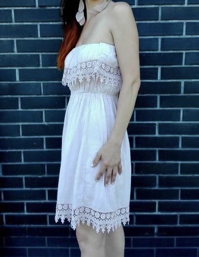 Sukienka hiszpanka boho koronka różowa biała rozmiar uni