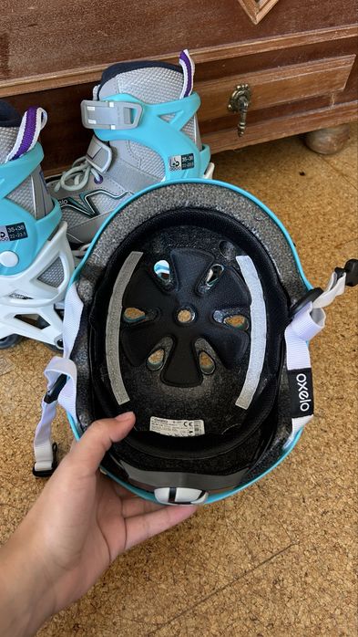 Kit completo de patins OXELO 35-38 + proteções + capacete