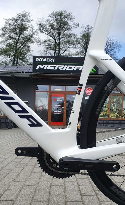 Rower szosowy aero Merida REACTO 5000 - kolekcja 2027 ! L (56 cm) Shimano 105  Di2 NOWOŚĆ kolor PEARL/BLUE (TEAL) NOWA cena