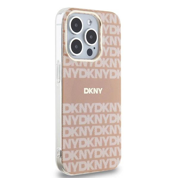 Etui DKNY IML Mono & Stripe MagSafe na iPhone 15 Pro - różowe