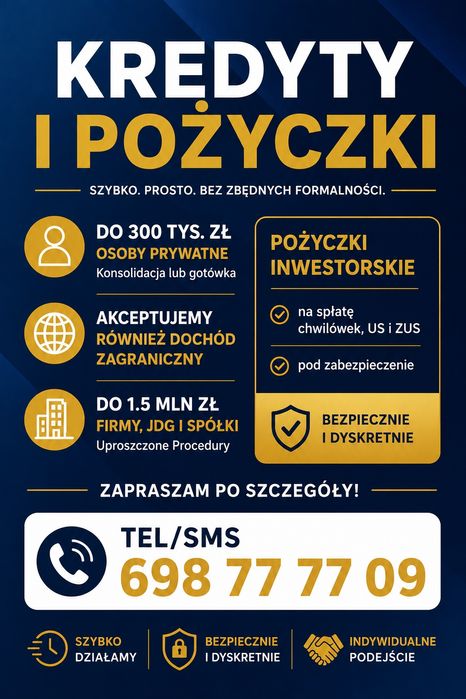 Kredyty,Pożyczki - Niższe Raty i Realna Pomoc bez przedpłat! Cały Kraj
