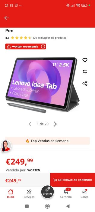 Tablet Lenovo Idea Tab com teclado e pen