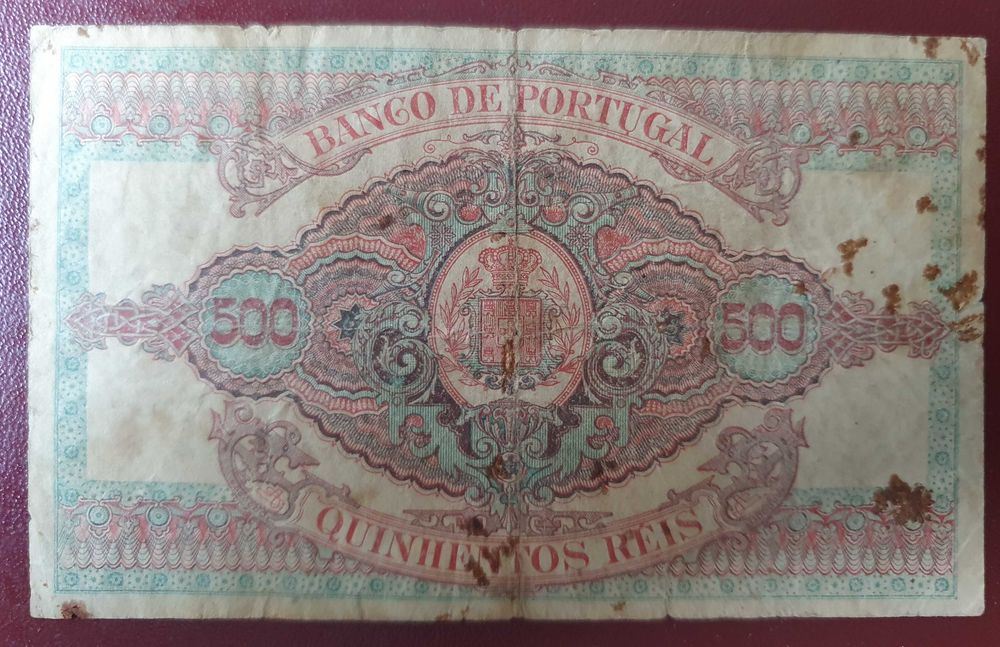 Nota de 500 Réis do Banco de Portugal 1899 - RARA