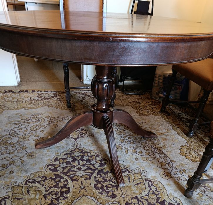 Mesa de jantar redonda - estilo inglês - extensível