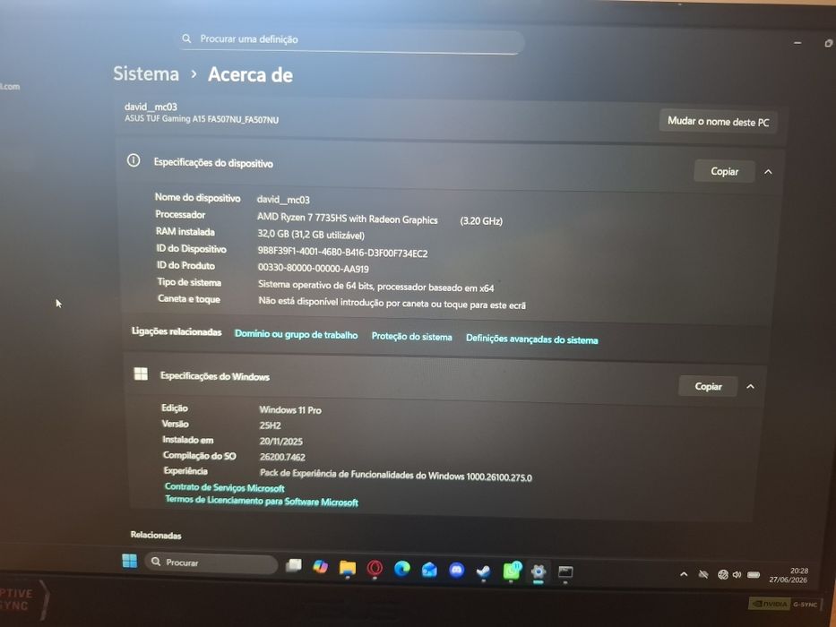 Portatil gaming ASUS TUF A15 32gb ram