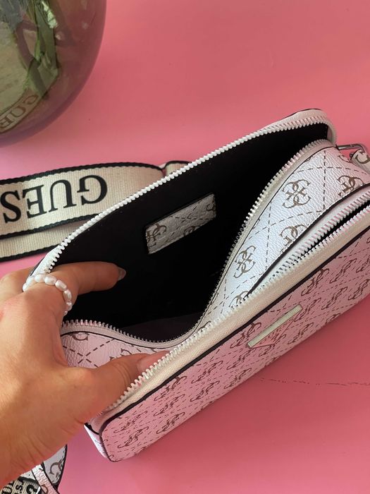 Женская сумка Guess кросс боди через плечо Гесс серый чорный