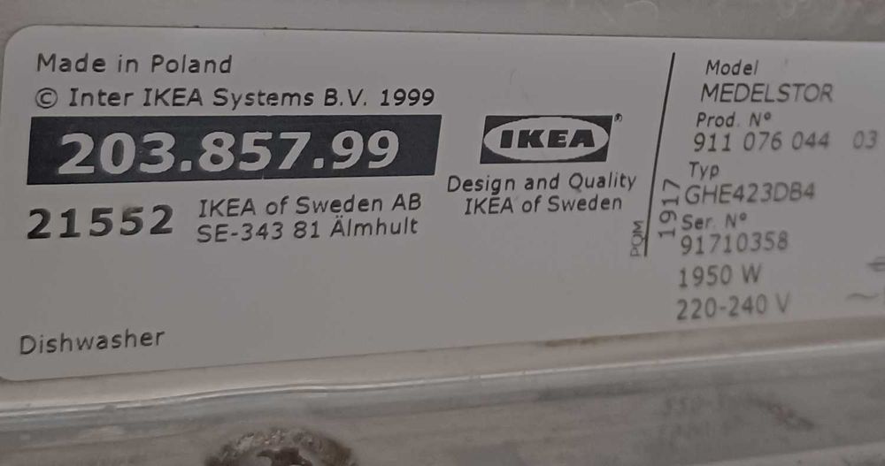 Zmywarka Electrolux-IKEA sprawna wąska