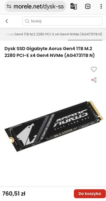 Dysk SSD Gigabyte Aorus 7300 1TB