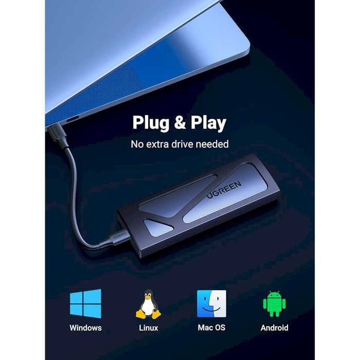 Кишеня зовнішня UGREEN CM578 PCIe NVMe M.2 SSD to USB 3.2 Gray (90541)