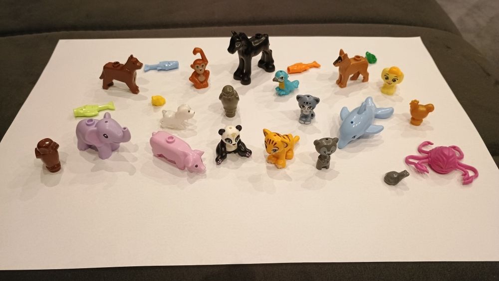 Mix oryginalnych zwierzątek lego tygrys, panda, świnka, słoń i inne