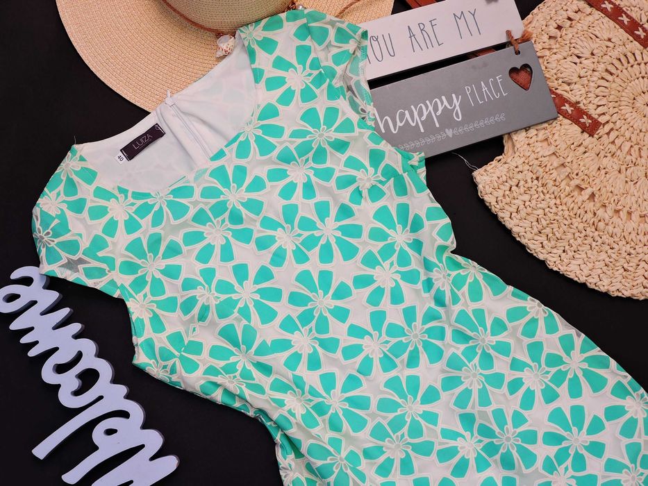 Luiza Elegancka sukienka miętowe wzory 40