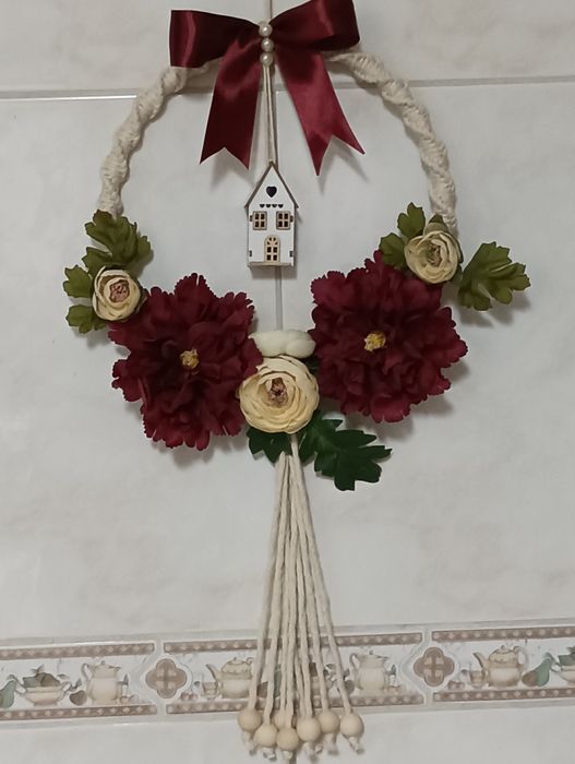 Coroas de flores para a porta