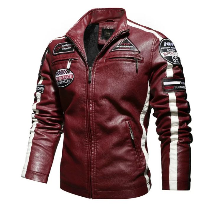 Kurtka skórzana bikerka ramoneska vintage naszywki unisex