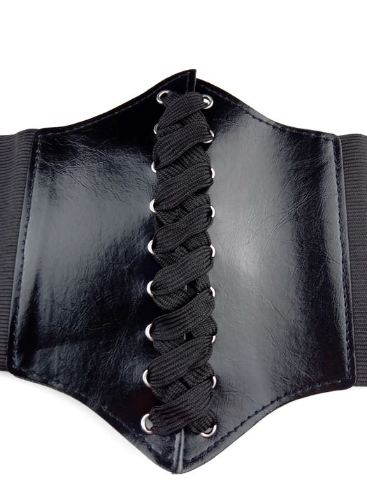 Nowy czarny sznurowany szeroki pas damski pod biust