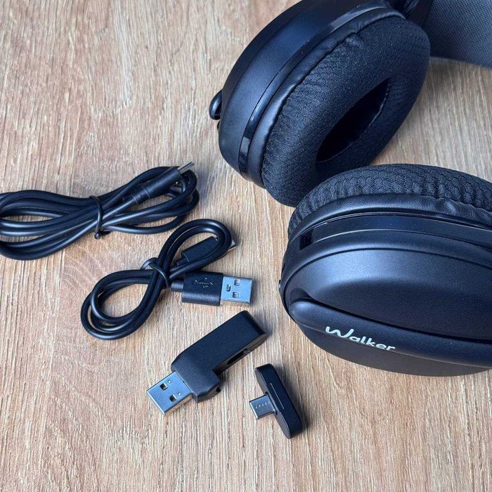 Ігрові Bluetooth навушники WALKER WBT-83 Black з мікрофоном