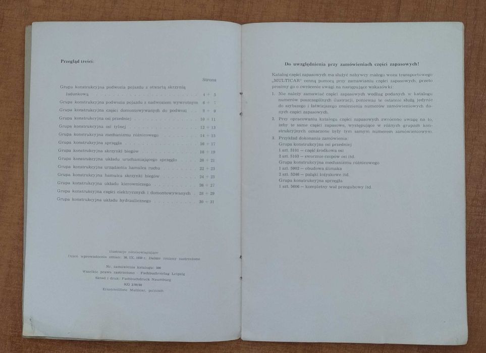 Katalog części Multicar