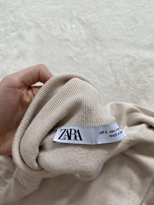 Beżowa bluzka golf na długi rękaw S 36 zara basic minimal