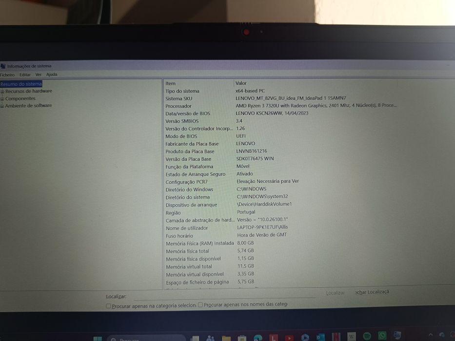 Notebook Lenovo semi novo
