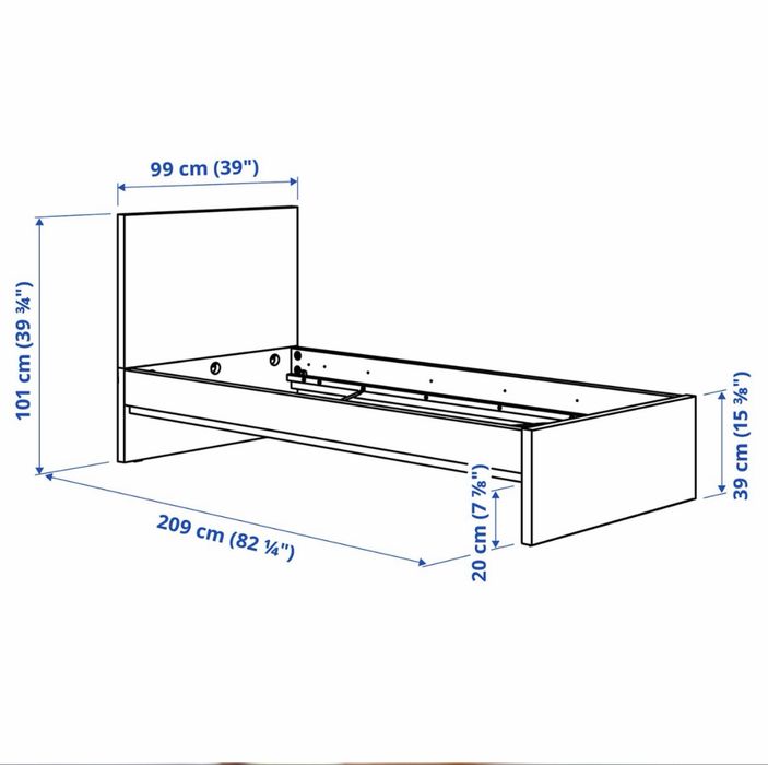 Cama individual IKEA MALM + estrado + colchão