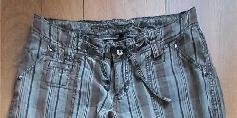 Bermudy szorty cargo luźne kratka S 36 bawełna cotton