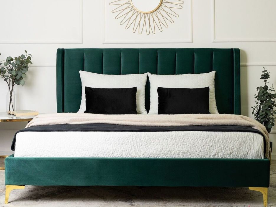 Lozko welurowe szmaragdowe 160x200