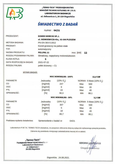 Kocioł 12KW piec na pellet PELLPAL