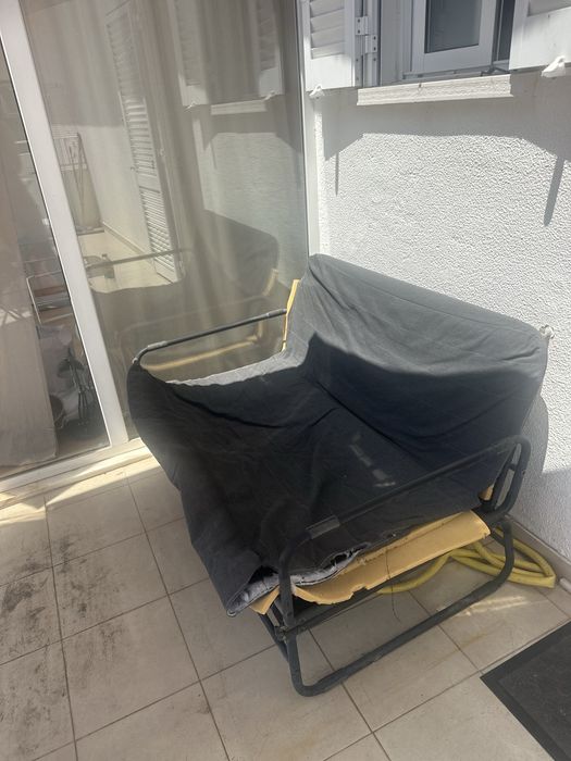 Sofa exterior convertivel em espreguiçadeira dupla