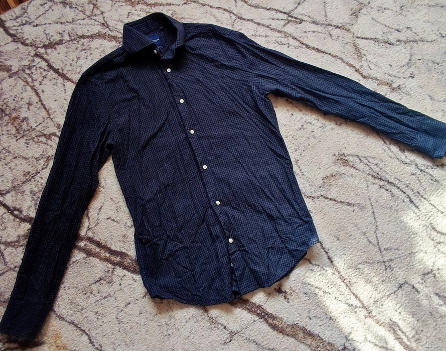 Męska koszula w kratę z długim rękawem bawełna r 39 M