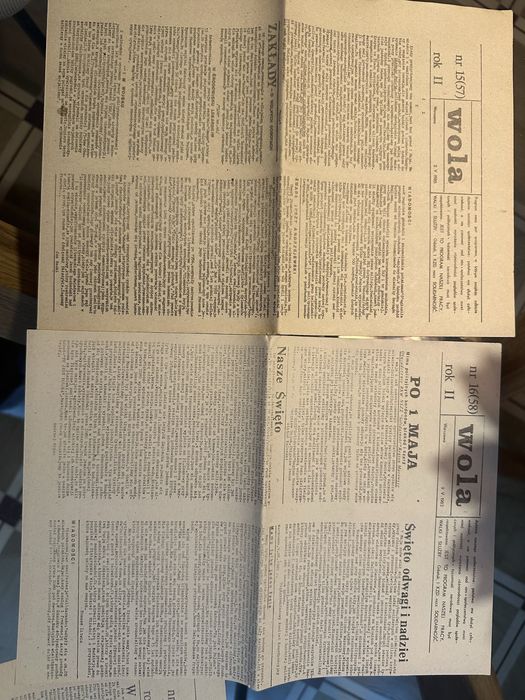 Kolekcja 12 szt pism podziemnych WOLA Solidarność 1983 Stan BDB