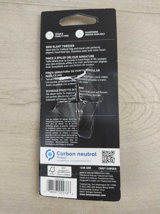 Tweezerman Mini Pęseta do brwi stal nierdzewna różowa