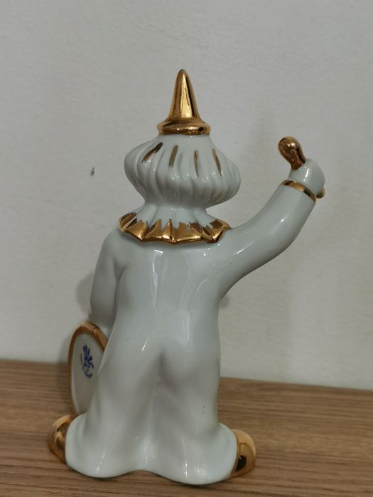 Figura Palhaço músico em porcelana P.T. Portugal 15cm