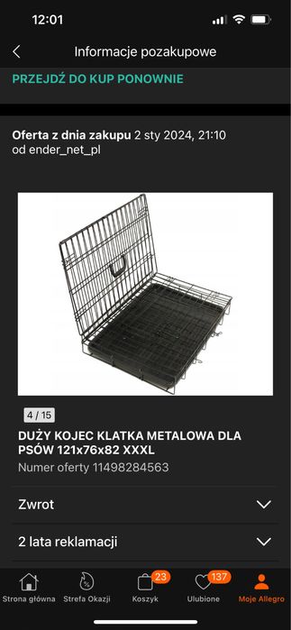 Klatka kennelowa dla duzego psa