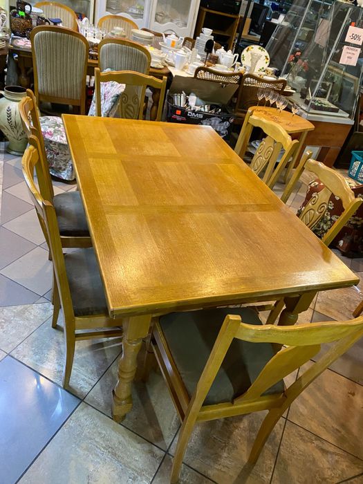 Zestaw stół z 6 drewnianymi krzesłami, rozkładany – DOWÓZ DO DOMU