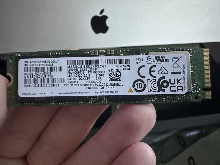 SSD диск Samsung 512GB NVMe M2 накопитель Самсунг Снять с ноутбука(99%)