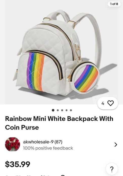 Новий мінірюкзак Claire's з веселкою + гаманець (Оригінал)