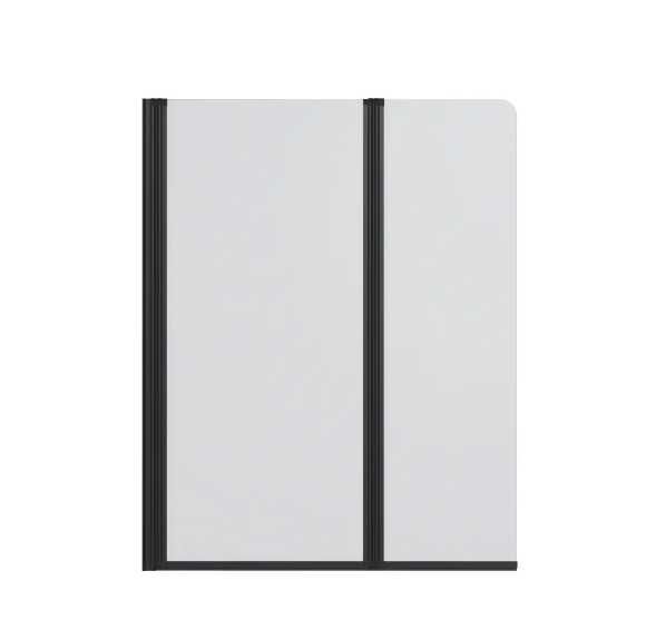 Скляна шторка для ванни Glass  60+40x140 Black матова