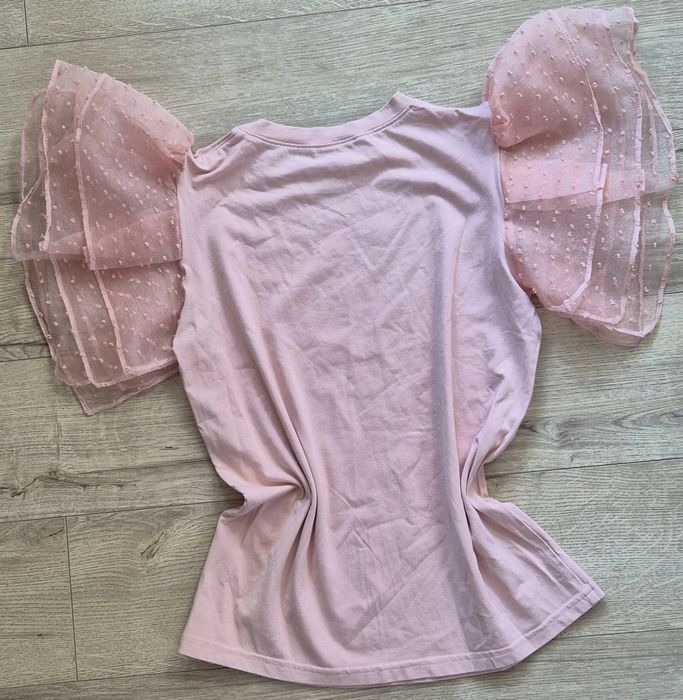 T-shirt bluzka top Polski producent ElevenStory r. S tiul bufki róż