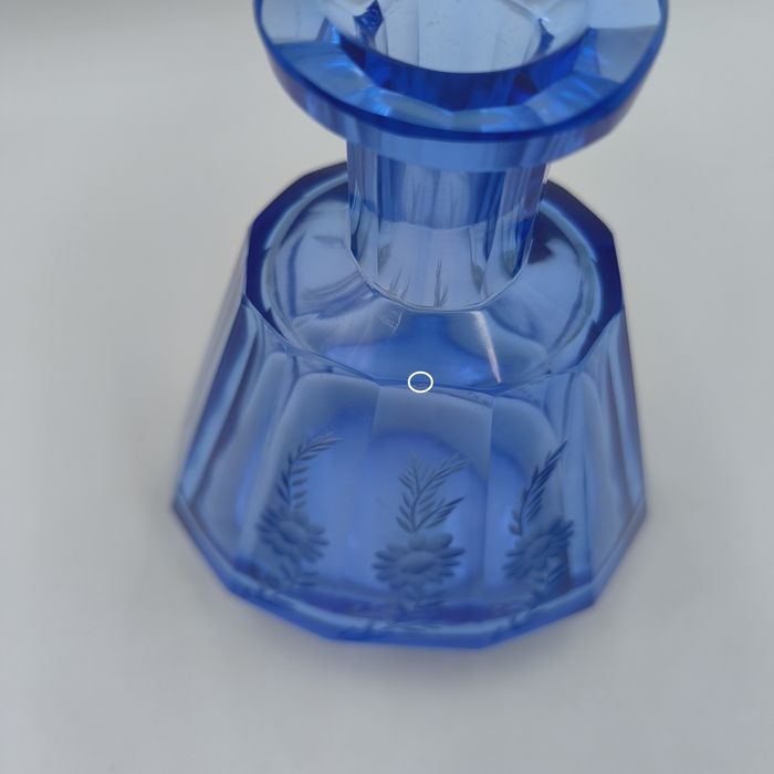 Karafka Szklana Kobaltowa Masywna Art Deco Moser? Retro Vintage Szkło