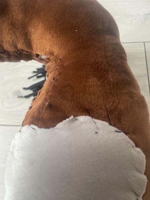 Hobby horse brozowy w białe łatki