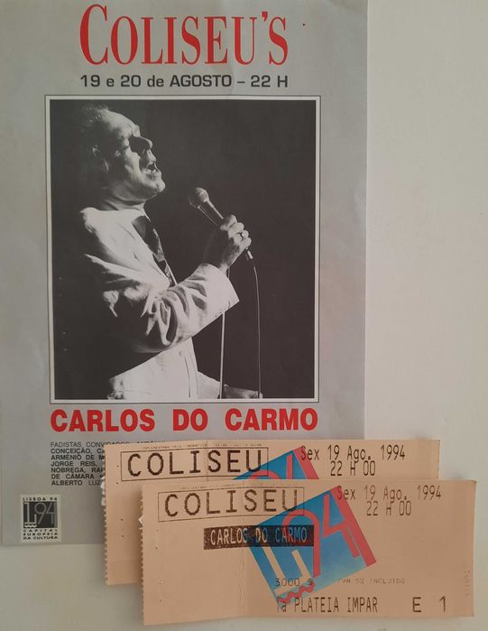 CARLOS DO CARMO  - programa de concerto + 2 bilhetes - Coliseu