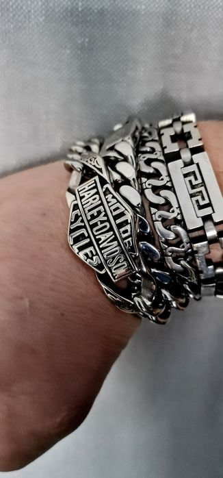 Harley Davidson bransoletka motocyklisty chopper czaszka stal masywna