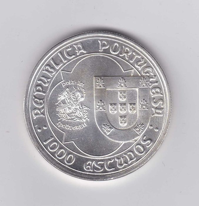 moeda de prata comemorativa 1000 escudos 1995 D. João II