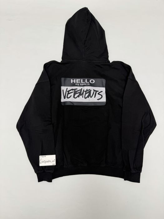 худи Vetements My Name is black logo M L