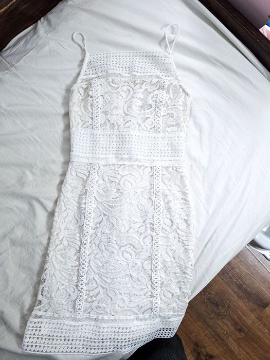 Biała koronkowa sukienka top shop boho chrzest komunia letnia eleganck