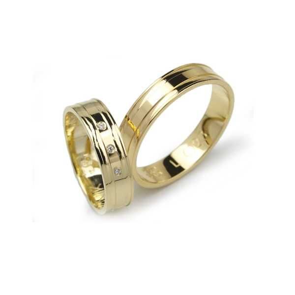 Obrączki ślubne płaskie polerowane złoto 333 5mm cyrkonie goldrun